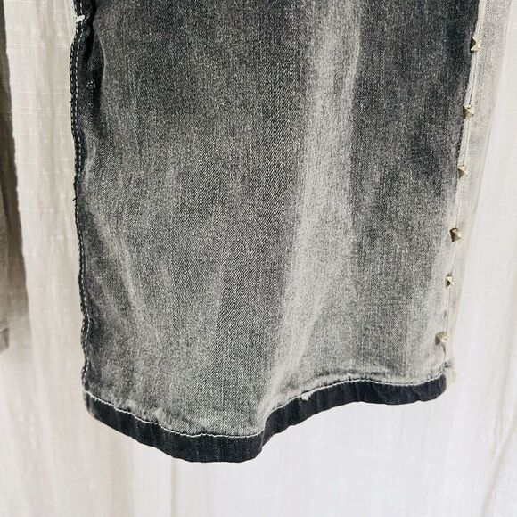 Ashley Stewart Gray & black Patchwork Rhinestone Studded Stretchy Jeans Plus 34 - Picture 5 of 9